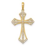 14k Polished Fancy CZ Passion Cross Pendant