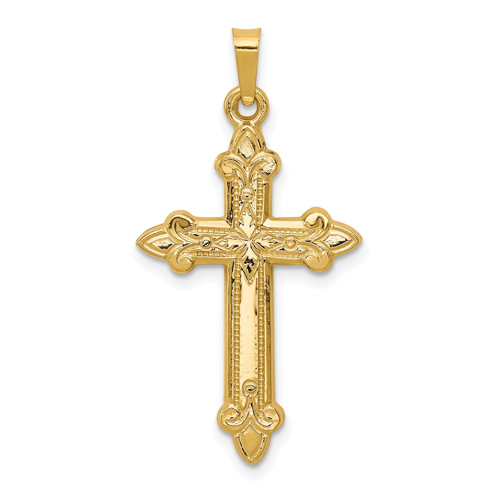 XR261.jpg 14k Fleur De Lis Cross Pendant - Image 1