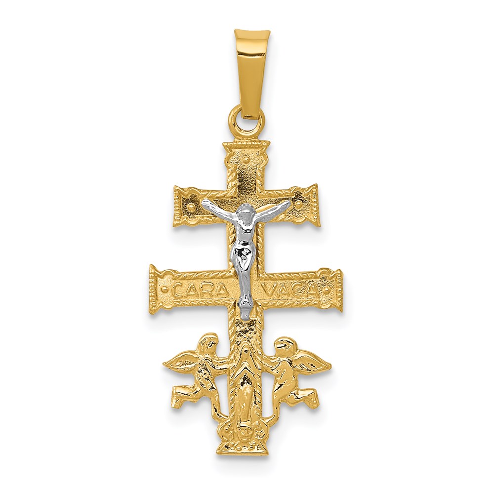 XR284.jpg 14k Two-tone Cara Vaca Crucifix Pendant - Image 1