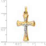 14k Two-tone INRI Hollow Crucifix Pendant - Image 3