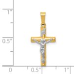 14k Two-tone INRI Hollow Crucifix Pendant - Image 3