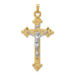 14k Two-tone INRI Hollow Crucifix Pendant