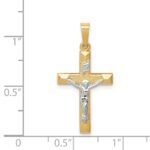 14k Two-tone INRI Hollow Crucifix Pendant - Image 3