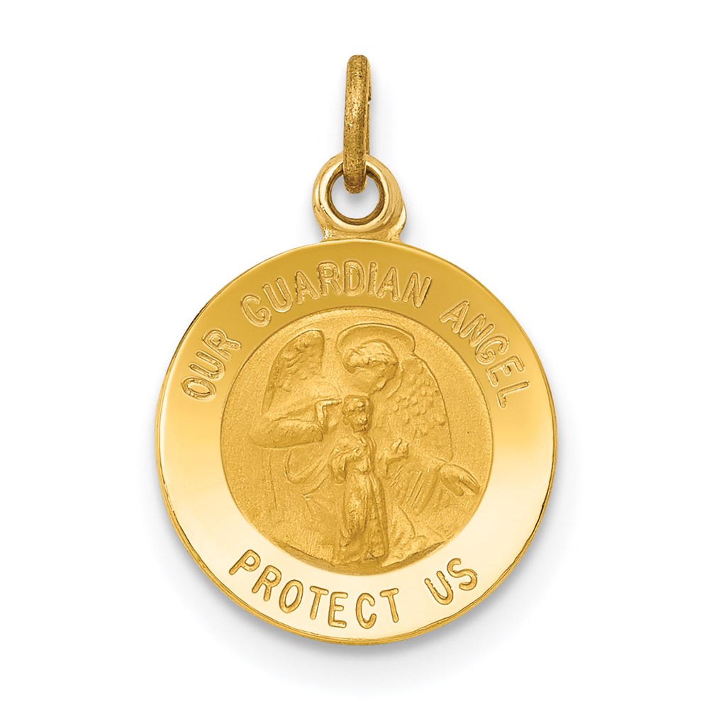 XR328.jpg 14k Polished and Satin Solid Our Guardian Angel Medal Charm - Image 1