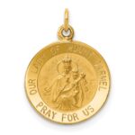 14k Polished and Satin Solid Our Lady of Mt. Carmel Medal Round Charm