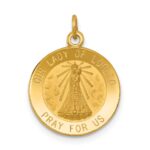 14k Polished and Satin Solid Our Lady of Loreto Medal Round Charm