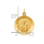 14k Polished and Satin Solid Matka Boska Czestochowska Medal Reversible Round Pendant - Image 3