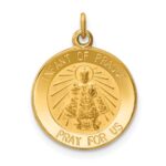 14k Polished and Satin Solid Infant of Prague Medal Round Charm