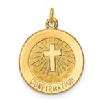 14k Polished and Satin Solid CONFIRMATION with Cross Charm