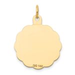 14k Polished and Satin Solid FIRST HOLY COMMUNION Scalloped Edge Round Disc Pendant - Image 4