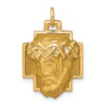14k Satin Diamond-cut Jesus Charm
