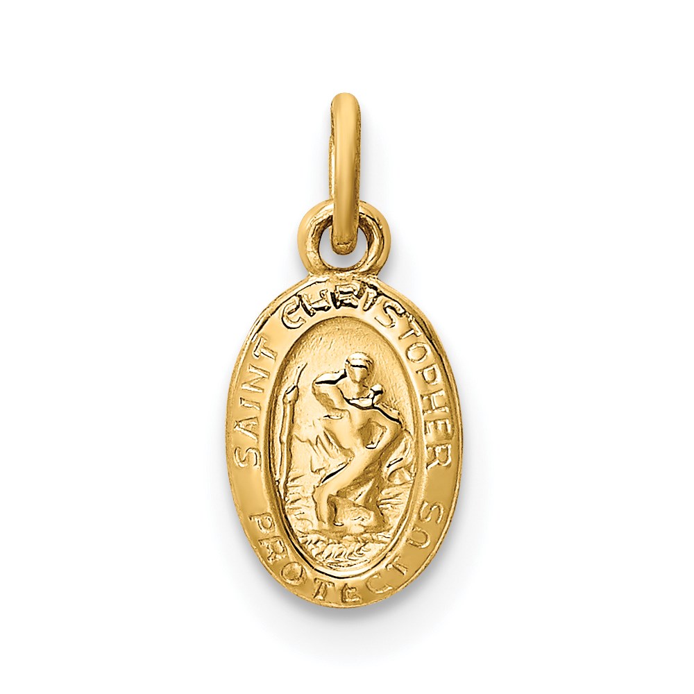 XR379.jpg 14k Polished Solid Mini Saint Christopher Medal Oval Charm - Image 1