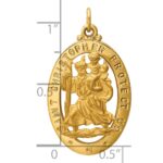 14k Polished and Satin Solid Cut-out Saint Christopher Medal Oval Pendant - Image 3