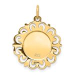 14k Polished and Satin Solid St. Michael Medal Scalloped Edge Round Pendant - Image 4