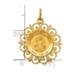 14k Polished and Satin Solid Saint Anne Medal Scalloped Edge Charm - Image 3