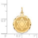 14k Solid Star of David Round Disc with Scalloped Edge Charm - Image 4