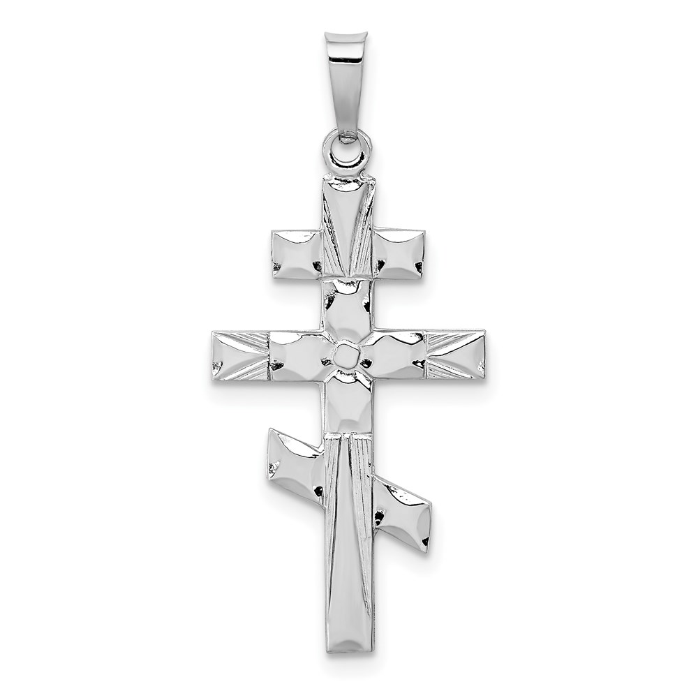XR499.jpg 14k White Gold Eastern Orthodox Cross Pendant - Image 1