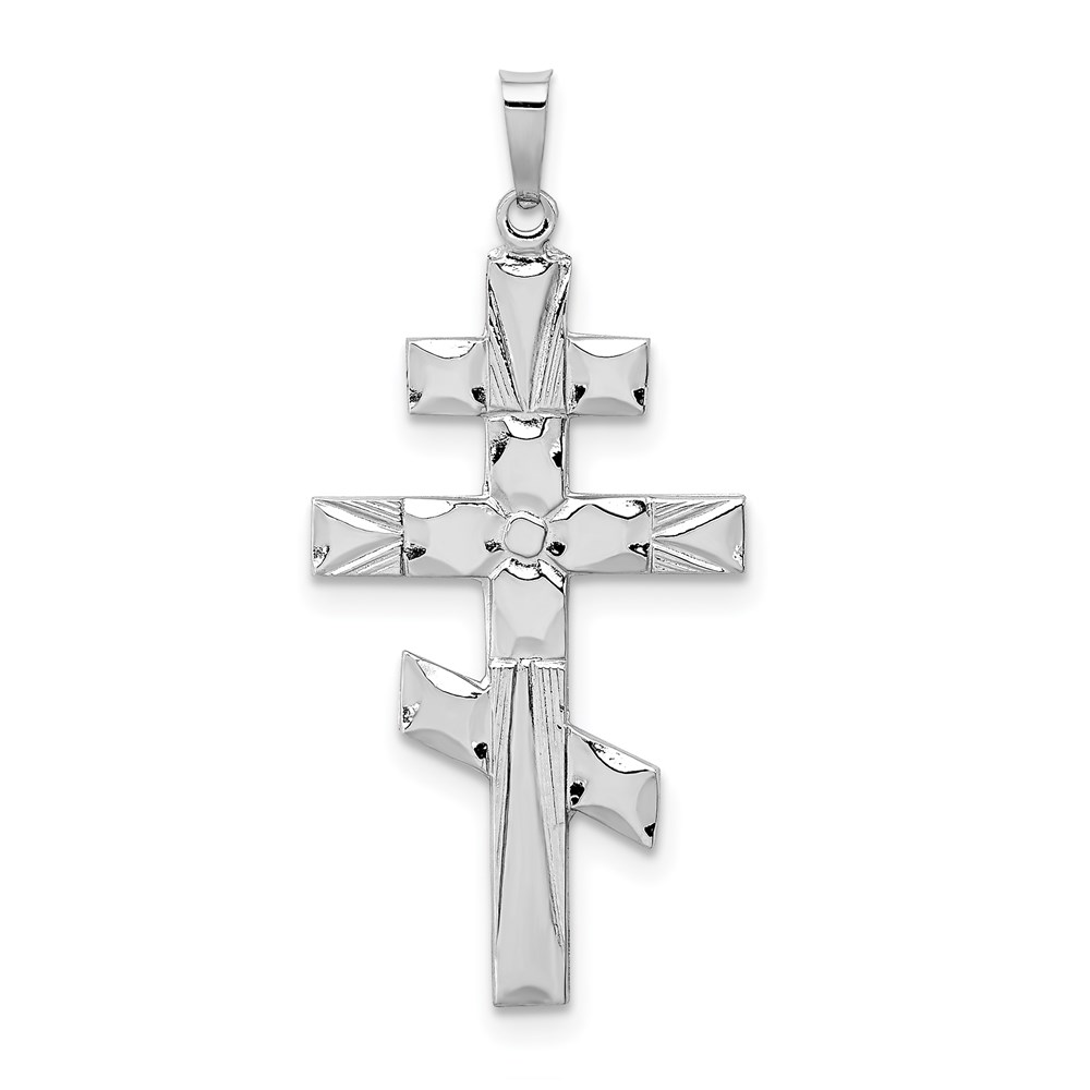 XR500.jpg 14k White Gold Eastern Orthodox Cross Pendant - Image 1