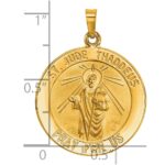 14k Polished and Satin Hollow Saint Jude Thaddeus Medal Round Pendant - Image 3