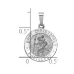 14k White Gold Polished and Satin Solid Saint Christopher Medal Charm - Image 3