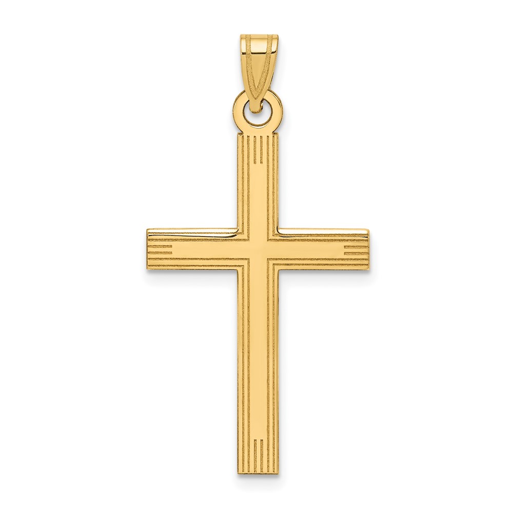 XR542.jpg 14k Laser Etched Cross Charm - Image 1
