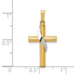 14K Two-Tone Hollow Cross with Drape Charm - Image 3