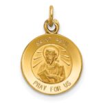 14k Polished and Satin Solid Saint Paul Medal Round Charm