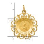 14k Polished and Satin Solid Our Lady Of The Assumption Medal Scalloped Edge Round Pendant - Image 3