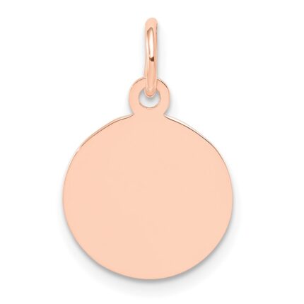 14k Rose Gold Plain .009 Gauge Round Engraveable 12mm Disc Charm