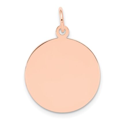 14k Rose Gold Plain .013 Gauge Round Engravable 18mm Disc Charm