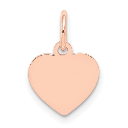 14k Rose Gold Plain .018 Gauge Engraveable Heart 12x10mm Disc Charm