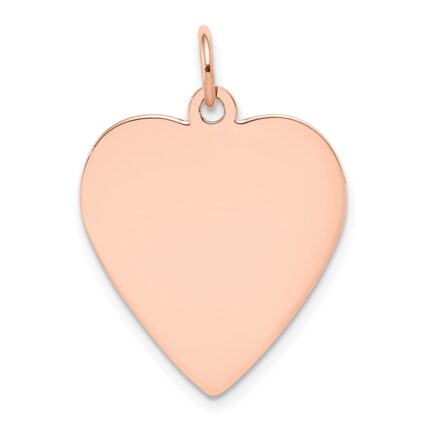 14k Rose Gold Plain .013 Gauge Engraveable Heart 24x21mm Disc Charm