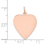 14k Rose Gold Plain .027 Gauge Engraveable Heart 24x21mm Disc Charm - Image 4