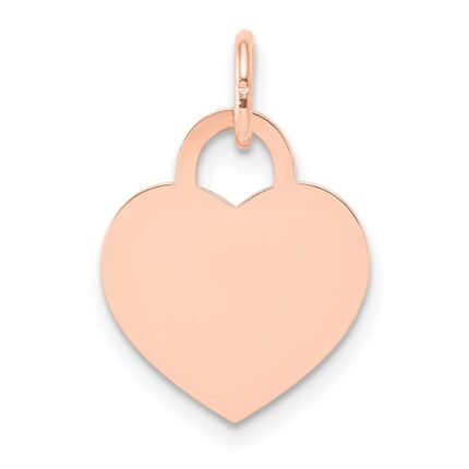 14k Rose Gold Plain .027 Gauge Medium Engraveable Heart 19x15mm Disc Charm