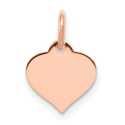 14k Rose Gold Plain .018 Gauge Engravable Heart 10mm Disc Charm