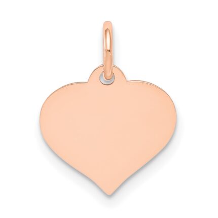 14k Rose Gold Plain .011 Gauge Engravable Heart 14x12mm Disc Charm