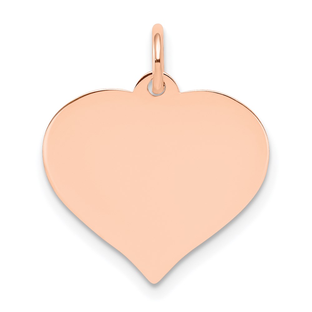 XRM528_18-1.jpg 14k Rose Gold Plain .018 Gauge Engravable Heart 16x17mm Disc Charm - Image 1