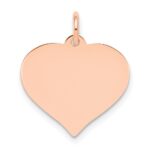 14k Rose Gold Plain .013 Gauge Engravable Heart 16x17mm Disc Charm