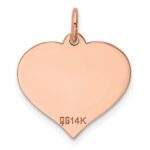 14k Rose Gold Plain .027 Gauge Engravable Heart 16x17mm Disc Charm - Image 3