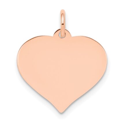 14k Rose Gold Plain .027 Gauge Engravable Heart 16x17mm Disc Charm