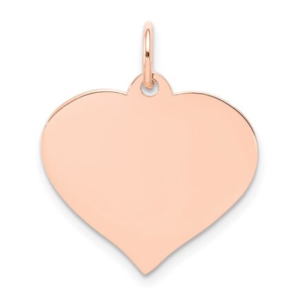 14k Rose Gold Plain .018 Gauge Engravable Heart 19x18mm Disc Charm