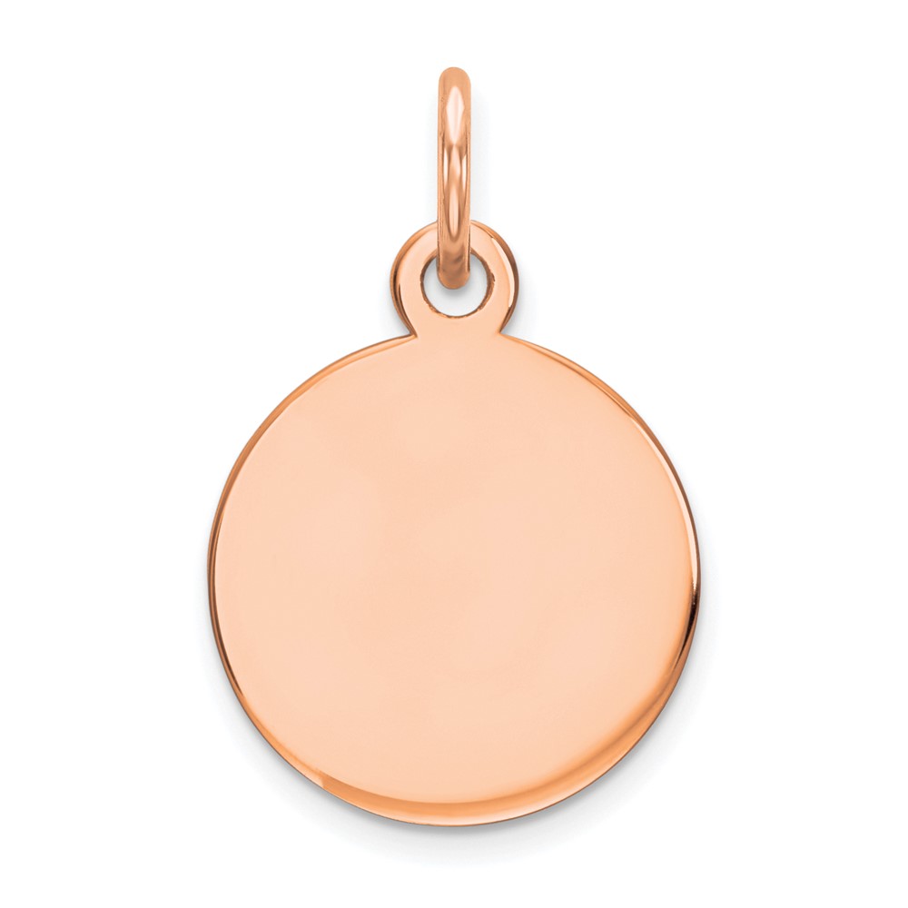 XRM537-2.jpg 14k Rose Gold Plain .013 Gauge Round Engraveable 11mm Disc Charm - Image 1