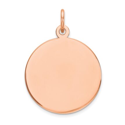 14k Rose Gold Plain .035 Gauge Round Engravable 17mm Disc Charm