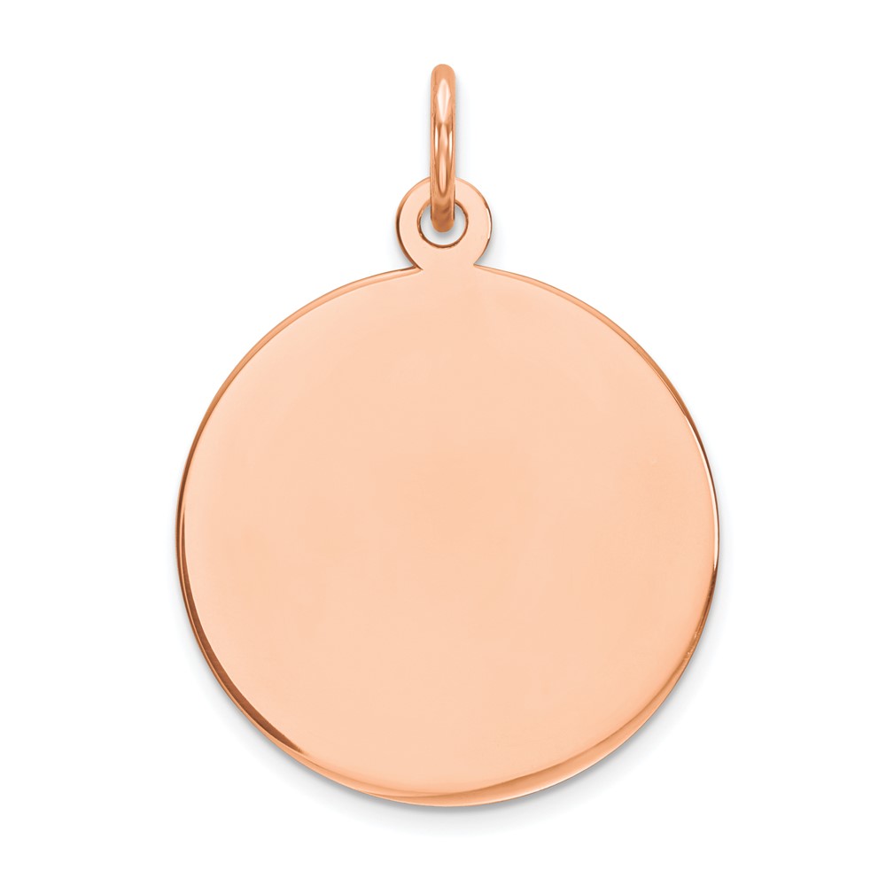 XRM538.jpg 14k Rose Gold Plain .009 Gauge Round Engravable 17mm Disc Charm - Image 1
