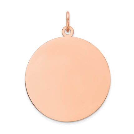 14k Rose Gold Plain .035 Gauge Round Engravable 21mm Disc Charm
