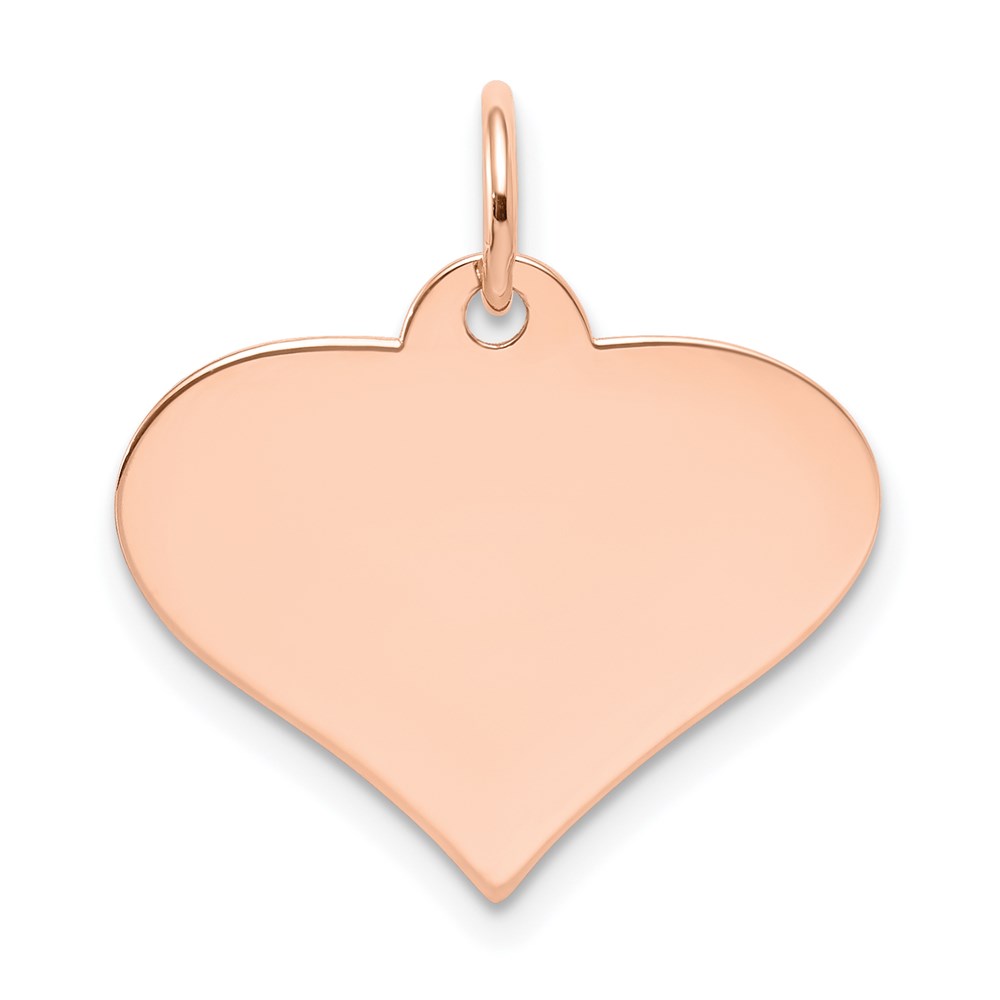 XRM568_18-1.jpg 14k Rose Gold Plain .027 Gauge Engraveable Heart 18x19mm Disc Charm - Image 1
