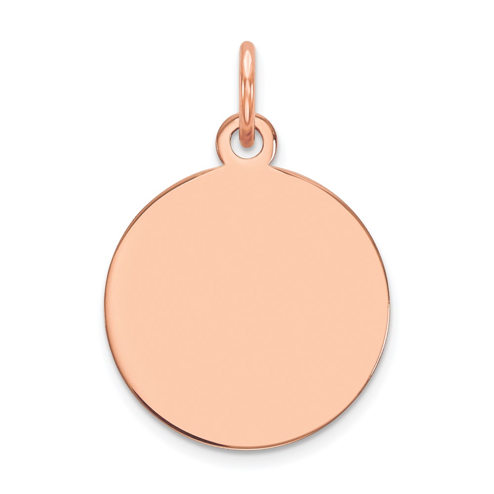 XRM605-2.jpg 14k Rose Gold Plain .018 Gauge Round Engravable 15mm Disc Charm - Image 1