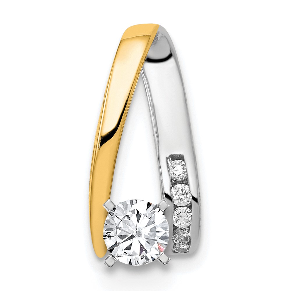 XS627AA-1.jpg 14k Two-tone Peg-Set AA Diamond Semi-Mount Slide Fits up to 2mm Regular/6mm Fancy or Reversible Omega - Image 1