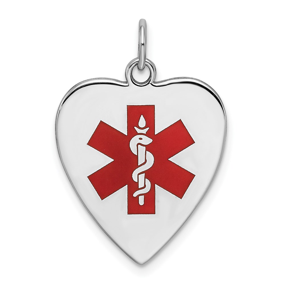 XSM152.jpg Sterling Silver RH-pltd Engraveable Enamel Sm.Heart Medical Pendant - Image 1