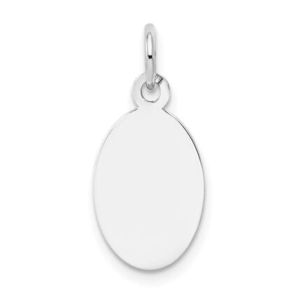 14k White Gold Plain .009 Gauge Oval Engravable 17x9mm Disc Charm